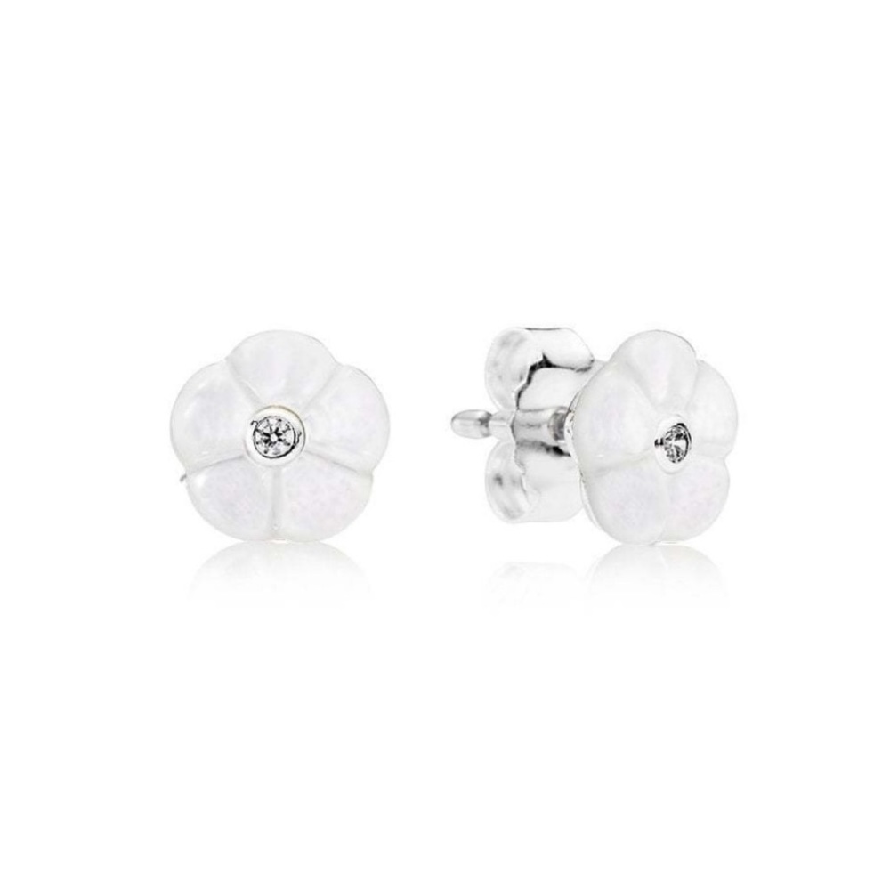 PANDORA Luminous Florals Mother-of-Pearl Stud Earrings with Clear Cubic Zirconia